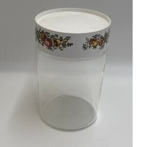 Vintage Pyrex Spice of Life Glass Canister with White Plastic Lid 7.5” Tall